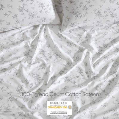 Printed Cotton Sateen 4 Piece Sheet Set, Queen