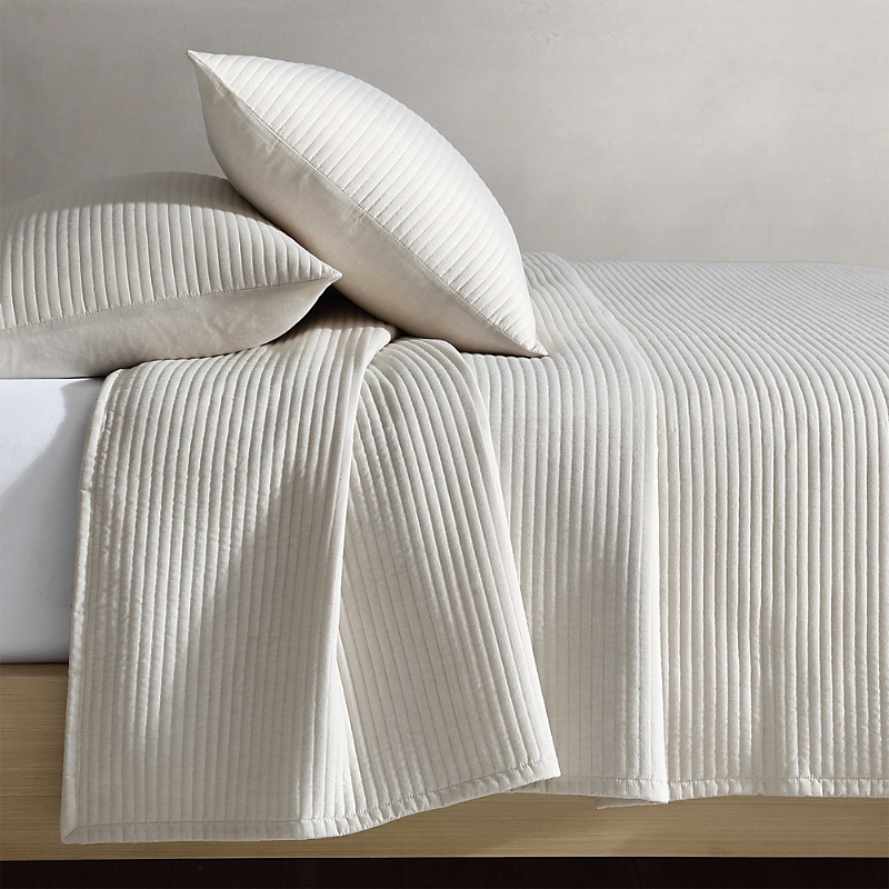 Calvin Klein Mini Channel Stitch Solid 3 Piece Quilt Set, King In Gray
