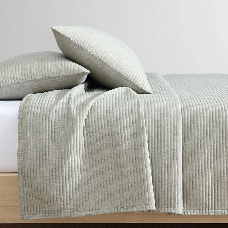 Calvin Klein Mini Channel Stitch Solid 3 Piece Quilt Set, King In Gray
