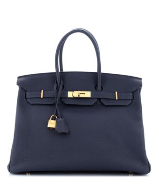 Pre-Owned HERMÈS - Birkin 35 Handbag Blue Togo with Gold Hardware