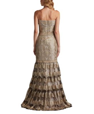 Abey Tiered Sequin Embroidered Gown