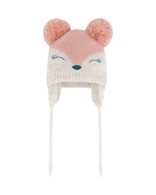Deux par Deux - Girls' Knit Hat with Ears and Deer Face - Baby