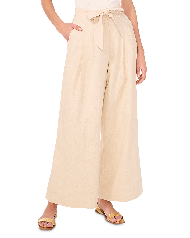 Vince Camuto Wide Leg Tie Waist Pants In Oyster Grey