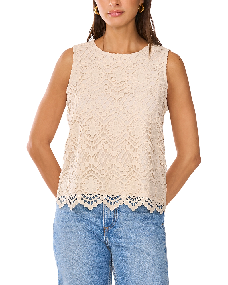 Vince Camuto Guipure Lace Sleeveless Top In Birch