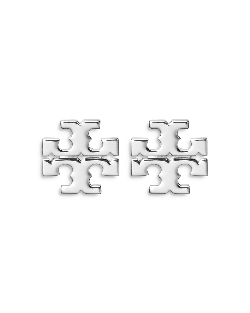 Tory Burch Kira T Monogram Stud Earrings In Silver
