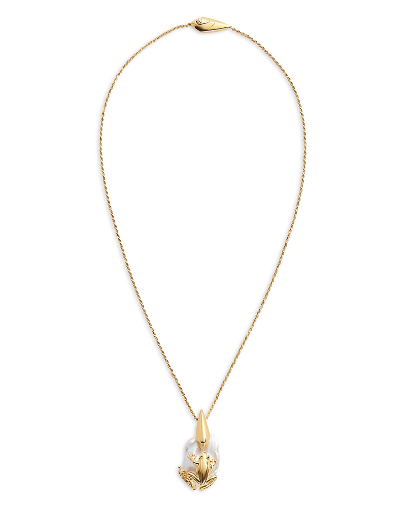 Bottega Veneta Rana Pearl Necklace In Clear/gold