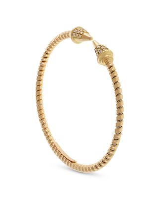 18K Yellow Gold Via Mercanti Tubogas Diamond Cone Bangle Bracelet