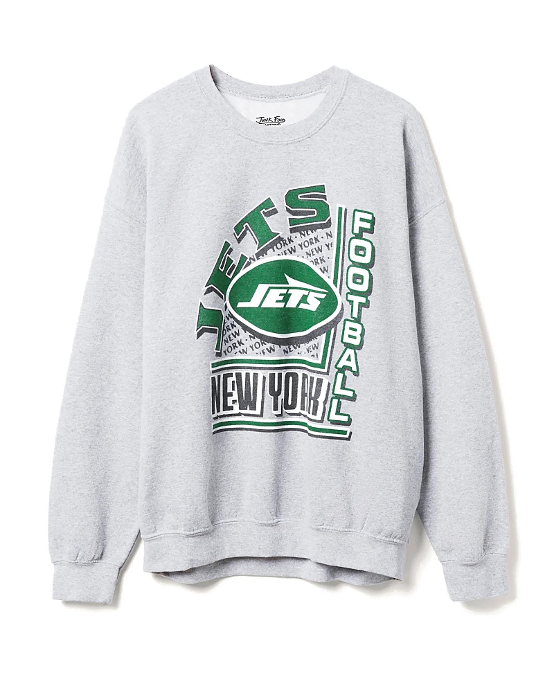 Junk Food Clothing Unisex Nfl New York Jets Backfield Crew Fleece Sweatshirt In Heather Grey