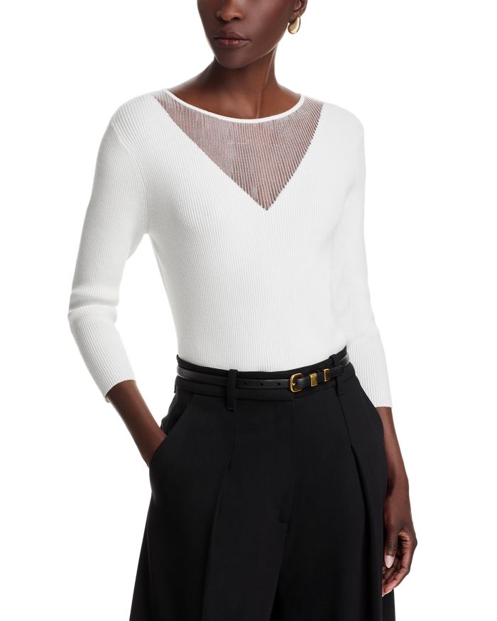 Mesh Insert Crewneck Sweater