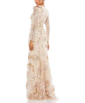 Floral Embroidered Lace Trumpet Gown