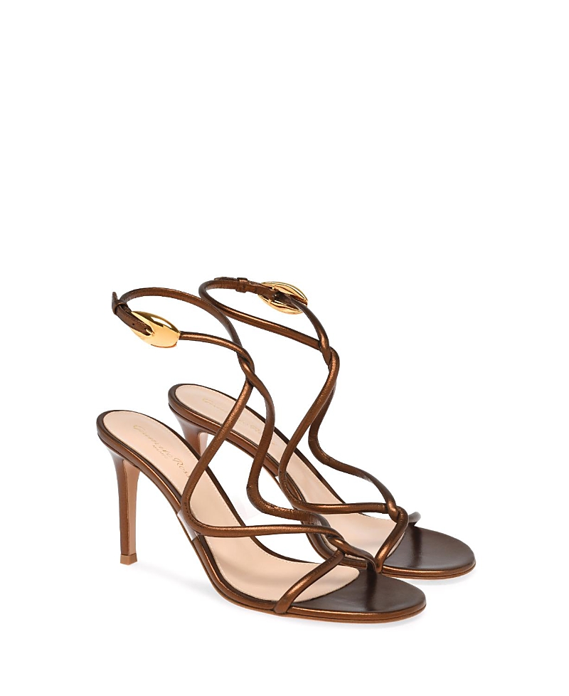 Gianvito Rossi Black Mamba Heeled Sandals 85 In Brown