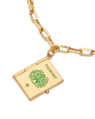 Passport Charm Link Bracelet in Gold Tone