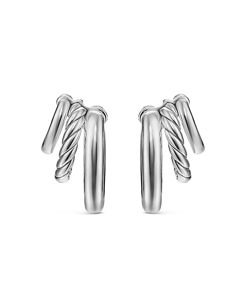 Dy Mercer Three Row Hoop Earrings in Sterling Silver, 21mm
