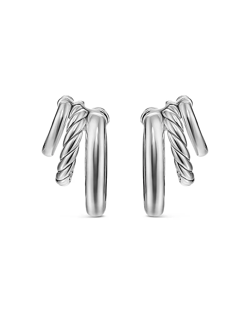 Dy Mercer Three Row Hoop Earrings in Sterling Silver, 21mm