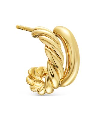DY Mercer Double Hoop Huggie Earrings in 18K Yellow Gold, 7.8mm