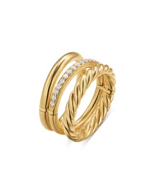DY Mercer Three Row Ring in 18K Yellow Gold with Diamonds, 8.9mm