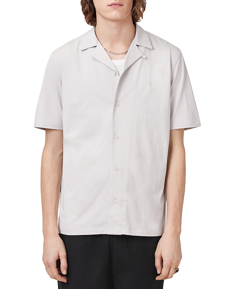 Allsaints Hudson Short Sleeve Button Down Shirt In Cloudy Grey