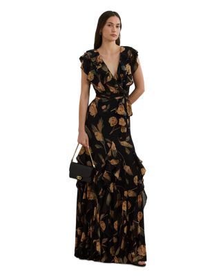Ralph Lauren - Floral Ruffle Trim Georgette Gown