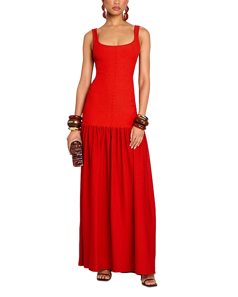 Retroféte Kennedi Knit Drop-waist Dress In Metallic Geranium