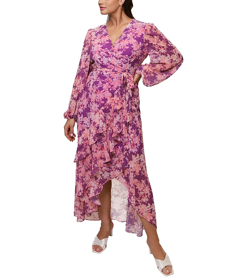 HUTCH PLUS SIZE SADEY FLORAL WRAP DRESS