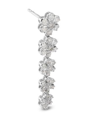Diamond Flower Drop Earrings in 14K White Gold, 1.0 tcw