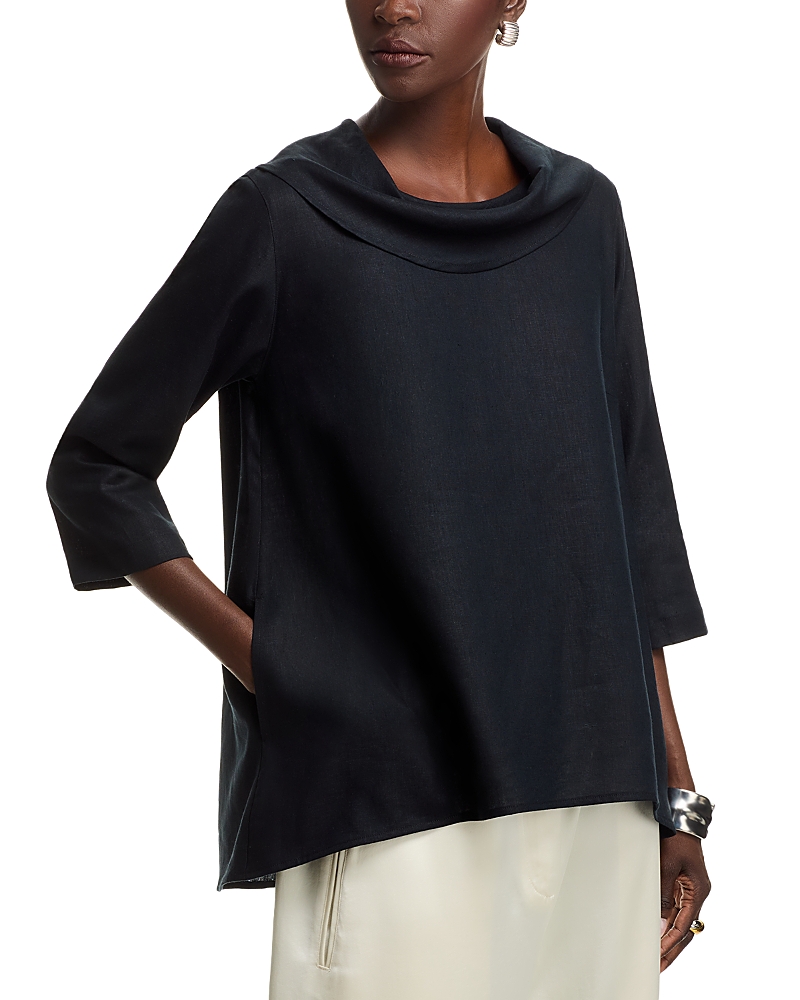 Caroline Rose Cowl Neck Tunic In Black
