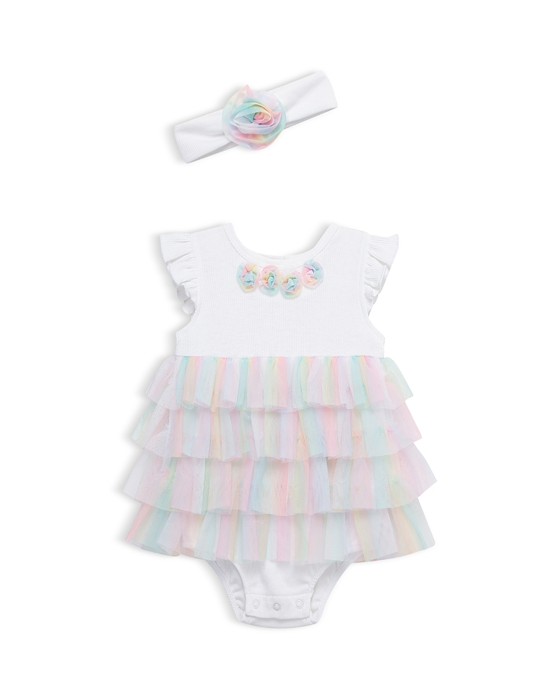 Shop Little Me Girls' Rainbow Tulle Bodysuit & Headband Set - Baby In Multi
