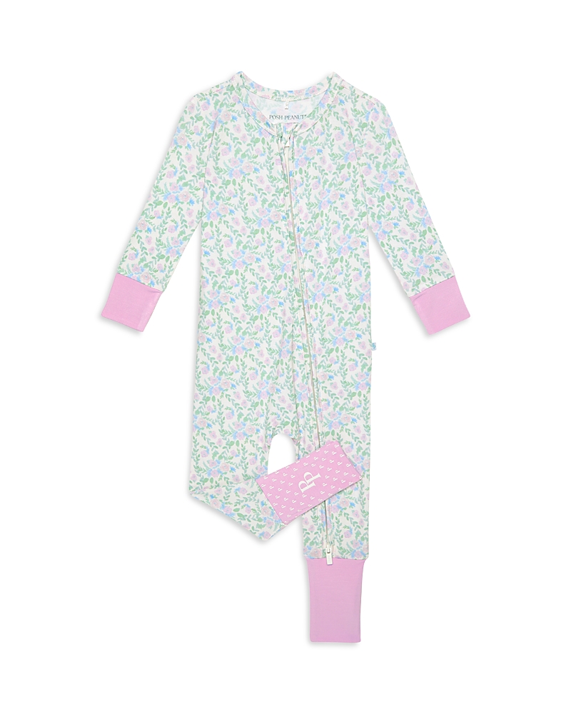 Posh Peanut Prairie Floral Convertible Footie - Baby In White