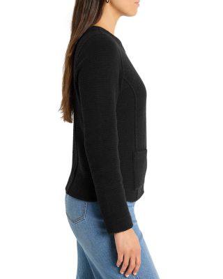 Weave Mix Knit Front Zip Jacket