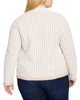 Plus Pinstripe Stand Collar Jacket