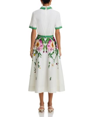 Cotton Flower Print Shirt Dress