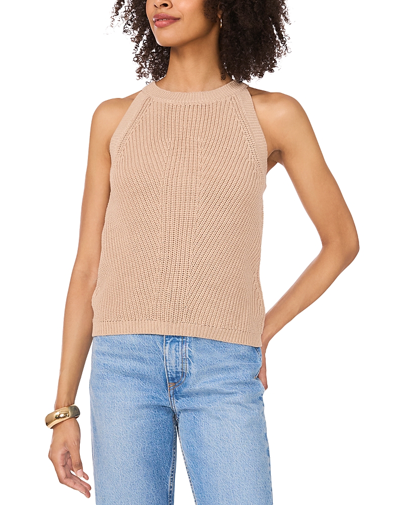 Shop Vince Camuto Pointelle Tank Top In Oxford Tan