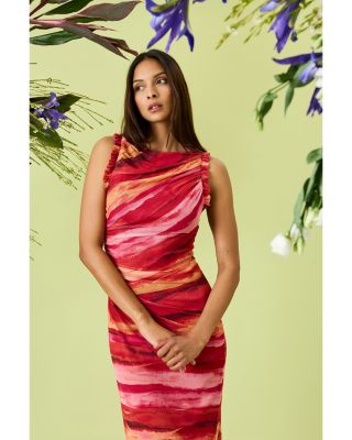 Ruffled Trim Midi Dress