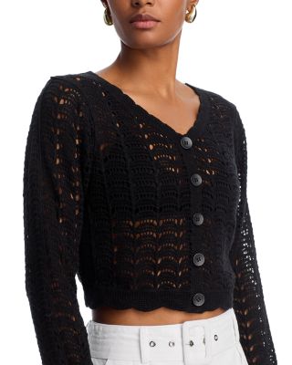 Crochet V Neck Cardigan Sweater - Exclusive