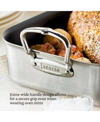 Provisions 16.5-Inch Clad Stainless Steel Nonstick Roaster with Rack, Large