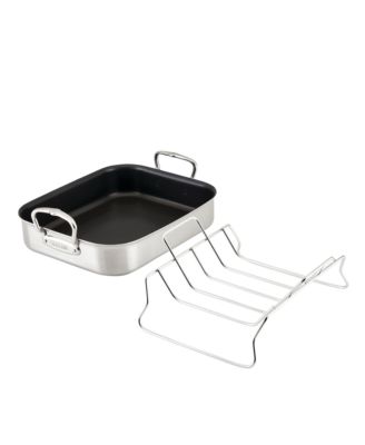 Provisions 16.5-Inch Clad Stainless Steel Nonstick Roaster with Rack, Large