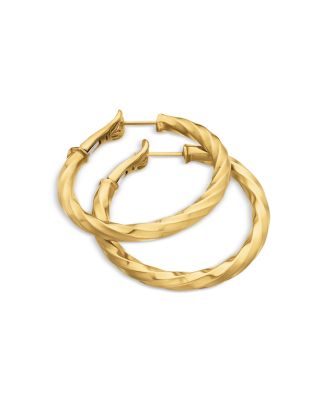 Cable Edge Hoop Earrings in Recycled 18K Yellow Gold