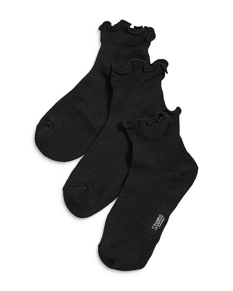 Stems Everyday Classic Ruffled Socks, Pack Of 3 In Black
