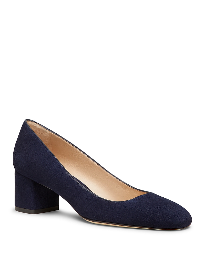 Stuart Weitzman Maeve Suede Block-heel Pumps In Nice Blue