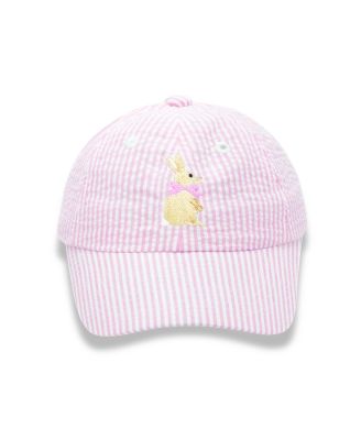 Bits & Bows - Girls' Seersucker Bunny Bow Baseball Hat - Baby, Little Kid