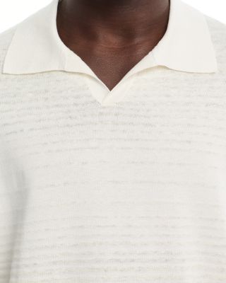 Striped Johnny Collar Knit Polo