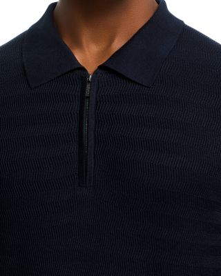 Chevron Stitch Quarter Zip Polo Sweater