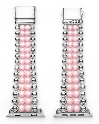 Stainless Steel & Pink Ceramic Smart Caviar Watch Band for Apple Watch&reg;