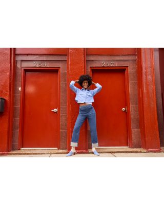 Cuffed Denim Skimmer Leggings in Dark Rinse