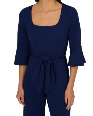 Knit Crepe Tie Front Jumpsuit