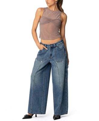 Tal Baggy Low Rise Carpenter Jeans in Blue Wash