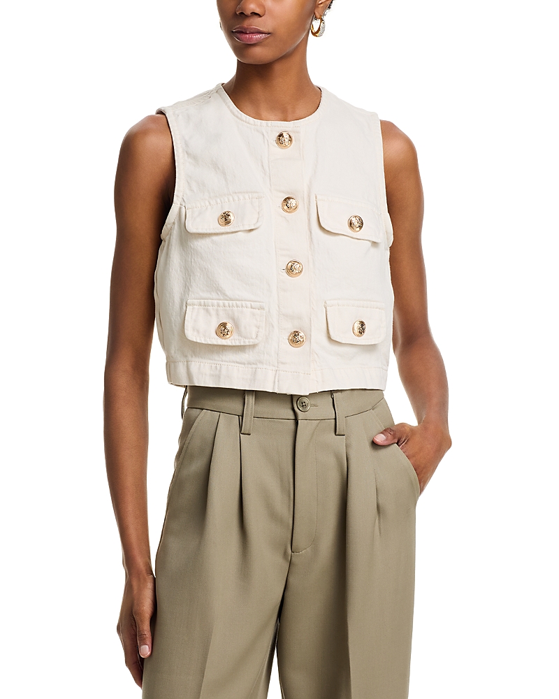 Blanknyc Sugar Coated Button Vest In Overdye Natural In Sugar Coat