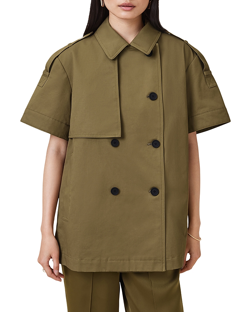 Allsaints Womens Flow Short-sleeved Cotton Jacket Fir Green In Fir Green