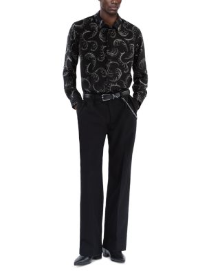 Printed Long Sleeve Button Front Shirt