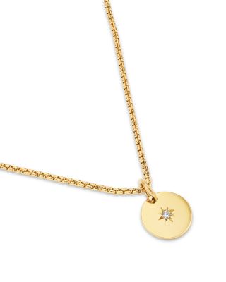 14K Yellow Gold Diamond Star Disc Pendant Necklace, 16-18"